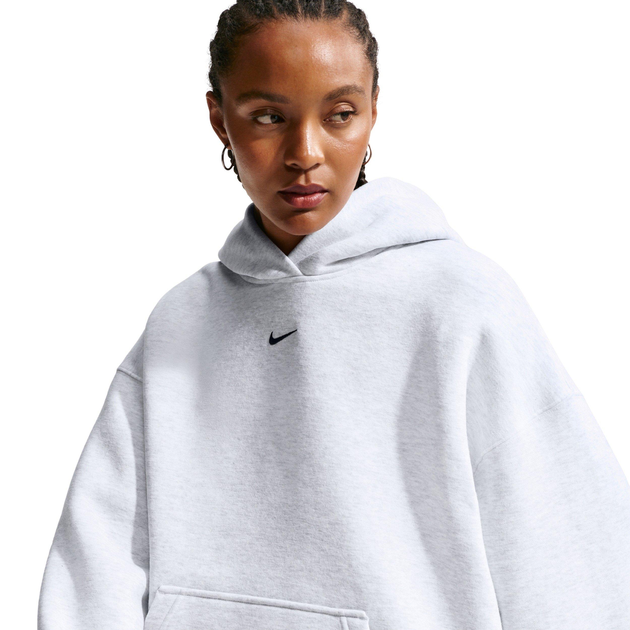Nike Women's Studio Fleece Medium Weight Oversized Pullover Hoodie - BROWN/BLACK